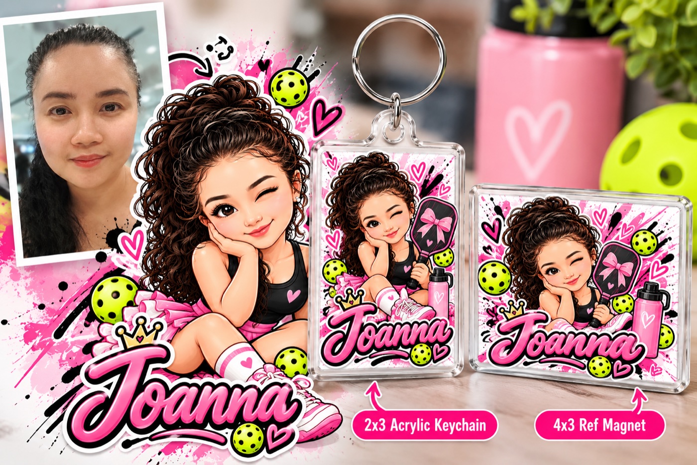 A little pink personality — 2 × 3 in Keychain & 4 × 3 in Ref Magnet