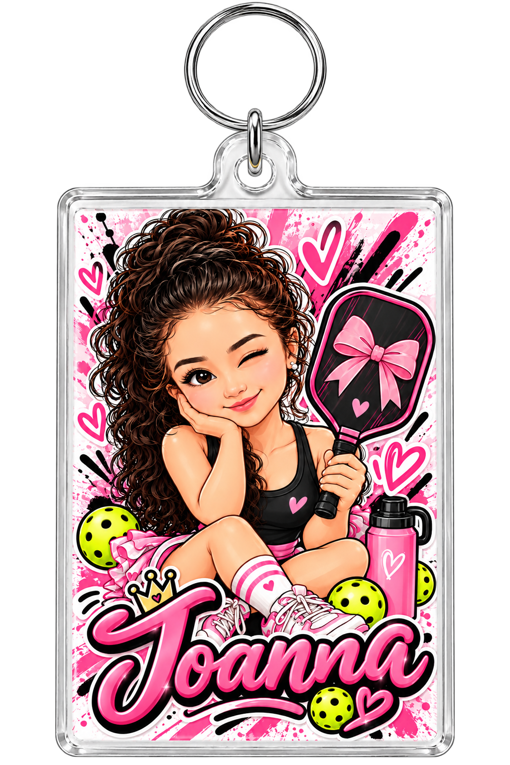 Pink personalized Joanna acrylic keychain
